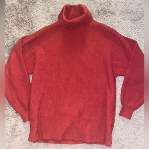 Free People Oversize Sweater Burnt Red Orange Small Turtleneck